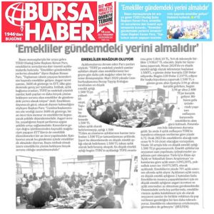 Bursa Basınında gündem Kenan Pars, gündem emekliler…
