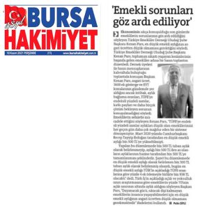 Bursa Basınında gündem Kenan Pars, gündem emekliler…