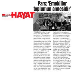 Pars: “Emekliler çözüm istiyorsa, birlik olmalıdır”